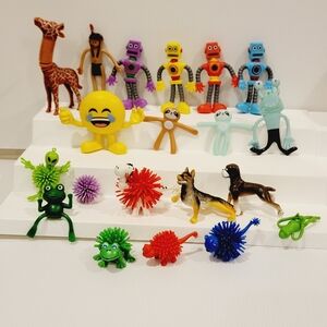 Spiky Koosh, Bendy Bendable Figure and Finger Puppet Set